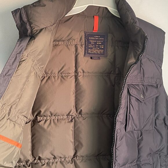 J. Crew Down Puffer Vest Men's Large Black Retractable Hood WARM Field Jacket - Picture 4 of 16